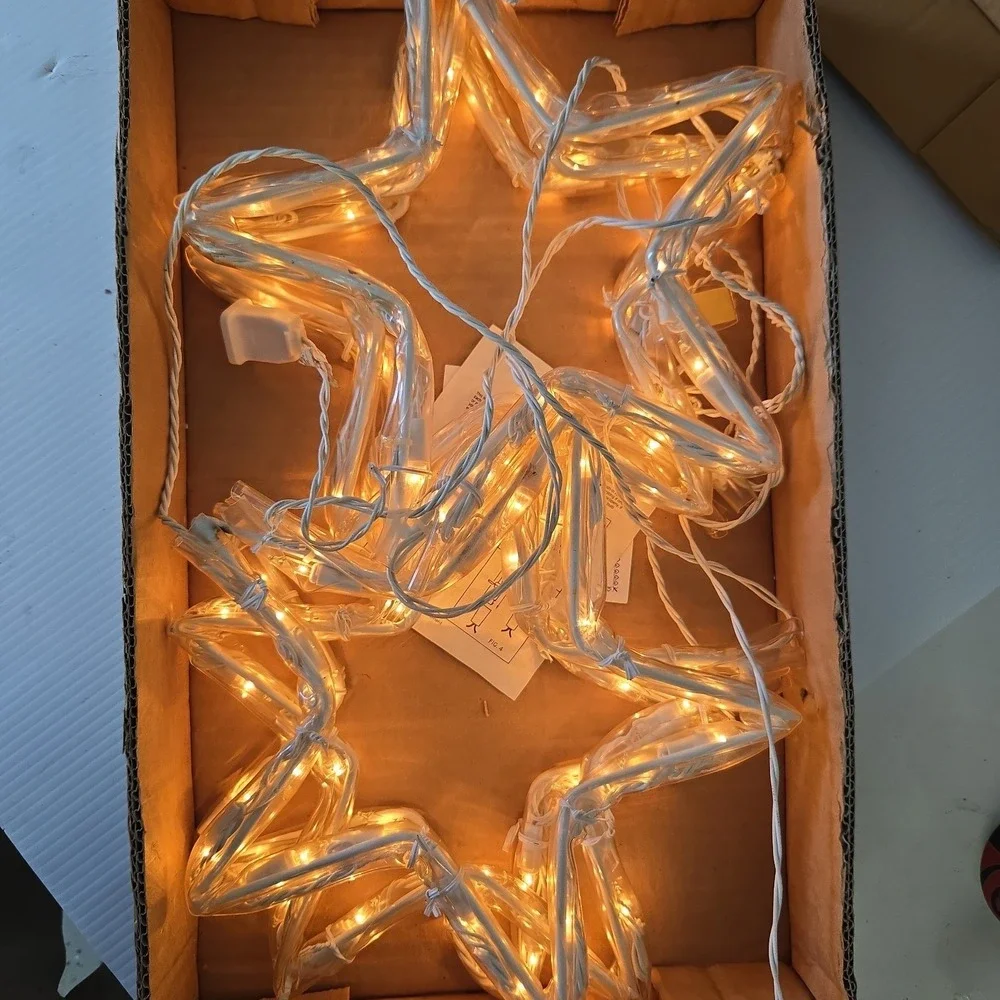 Vintage Mr. Christmas Mini Light Sculpture Stars String Of 6 10